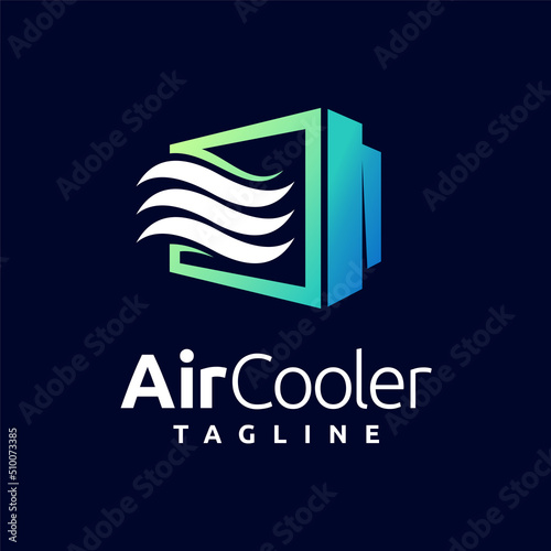 Air cooler logo with wind concept