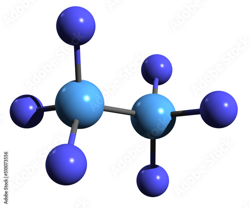  3D image of Chloropentafluoroethane skeletal formula - molecular chemical structure of Е945 isolated on white background
 photo