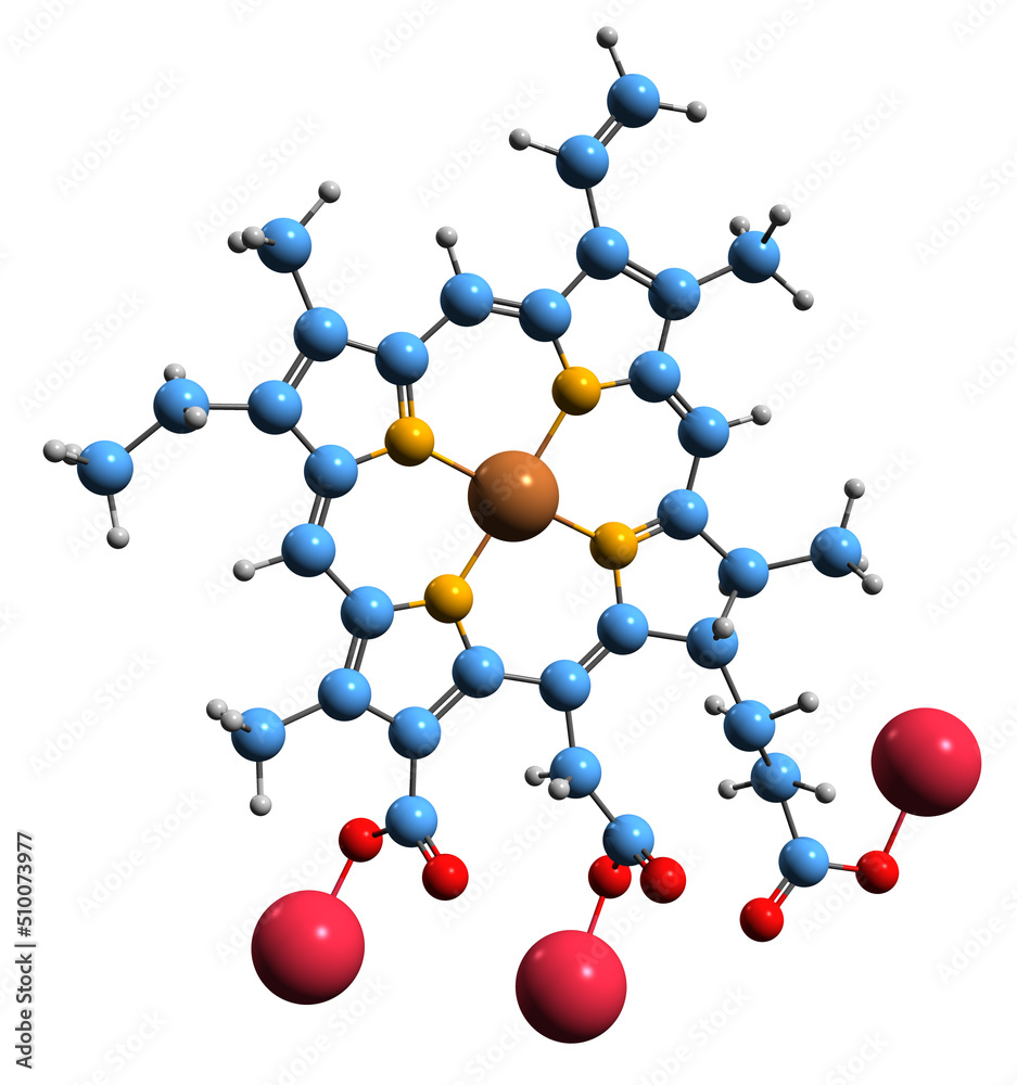 3D image of Chlorophyllin skeletal formula molecular chemical