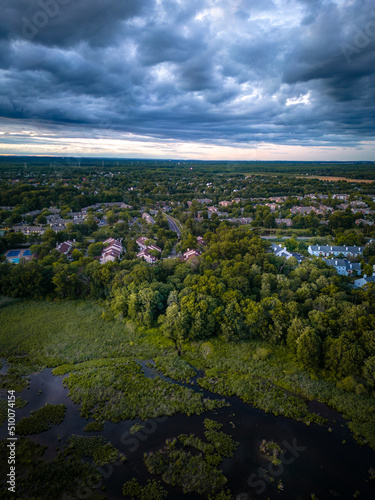 Aerial Drone Sunset of Cranbury Princeton Plainsboro NJ