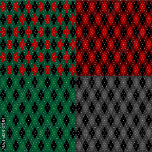 black red green argyle tartan seamless plaids