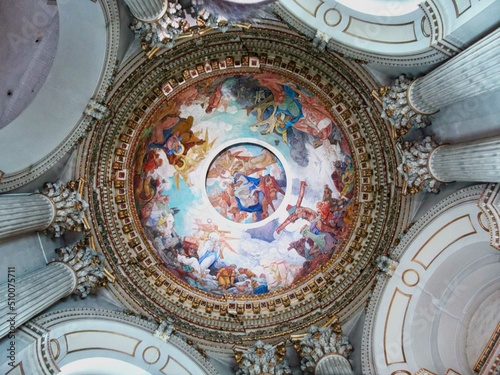 Arras, December 2017 : Inside rose window of the magnificent Arras cathedral