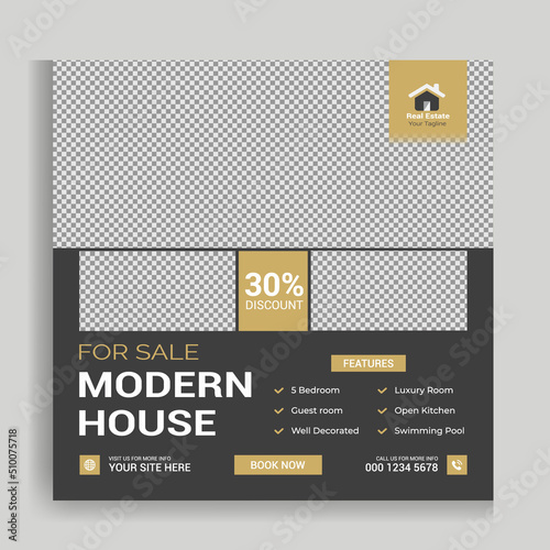 Real Estate Social Media Post Design. Real Estate or Home Sale Social Media Promotion