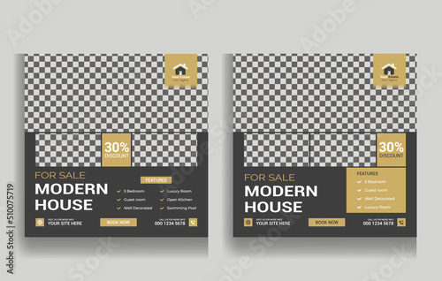 Real Estate Social Media Post Design. Real Estate or Home Sale Social Media Promotion