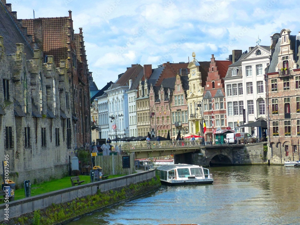 Ghent, France - July 2018: Visit to the beautiful city of Ghent in Belgium