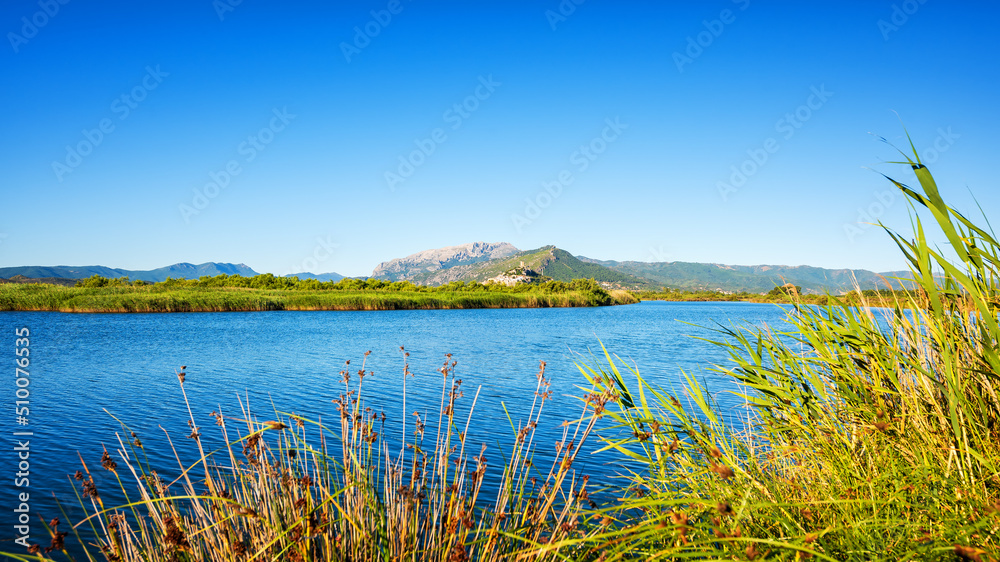 Pond of Posada, natural park of Tepilora, Sardinia. Landscapes.