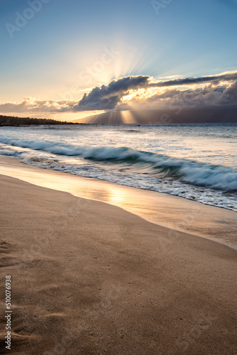 Oneloa Beach at sunset, Kapalua, Maui, Hawaii