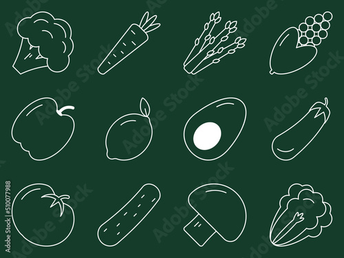 Vegetables line icon set