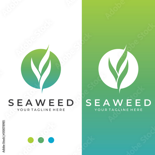 Seaweed logo with template illustration vector design.