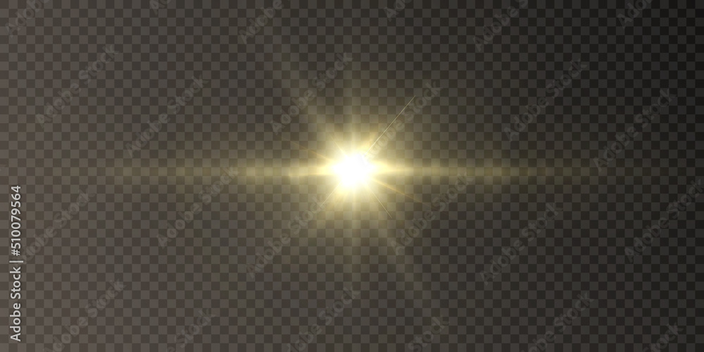 Light burst starlight png. Light sunlight. Shimmering highlights on a transparent background. Vector