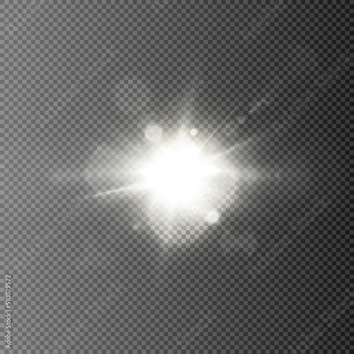 Light burst starlight png. Light sunlight. Shimmering highlights on a transparent background. Vector