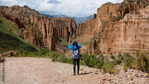 A tourist photographs the Canyon de Palca near La Paz, Bolivia.