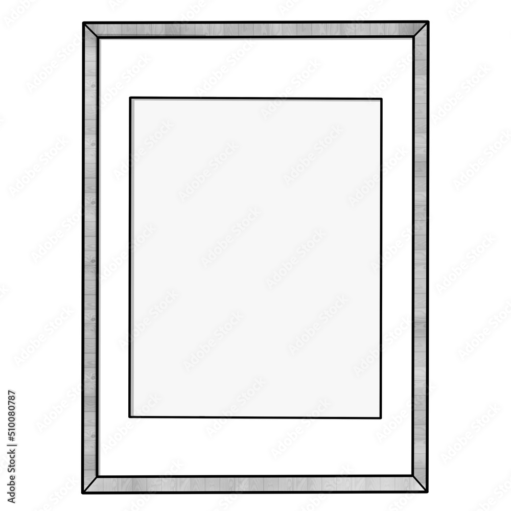 Bilderrahmen aus Holz ~ leer ~ Hochformat mit Passepartout - Grafik Illustration Clipart Icon 