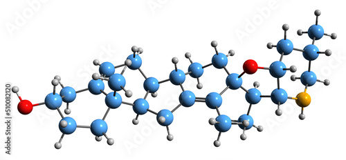 3D image of Cyclopamine skeletal formula - molecular chemical structure of steroidal alkaloid isolated on white background photo