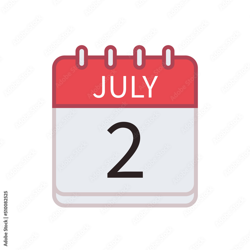 Calendar icon of 2 July. Date and month. Flat vector illustration.. Calendar icon of 2 July. Date and month. Flat vector illustration..
