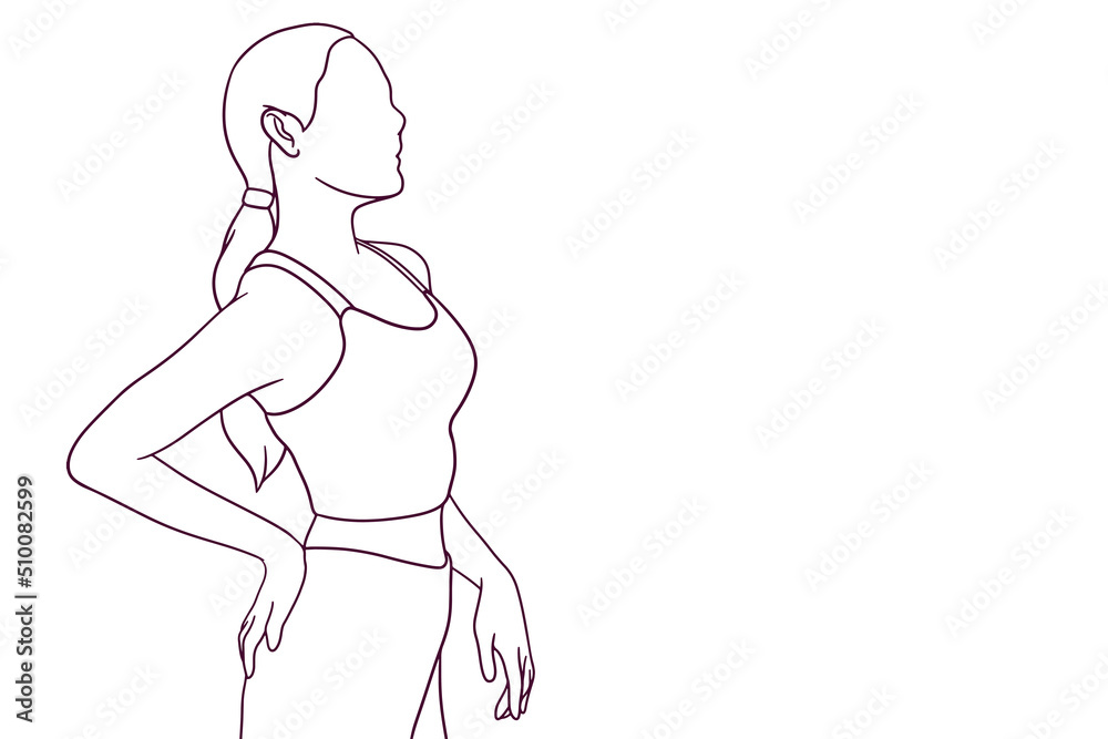 hand drawn beautiful woman wearing sportswear illustration hand drawn beautiful woman wearing sportswear illustration