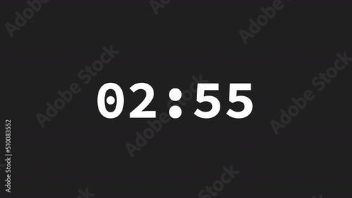 Countdown Timer Stock Video Footage, 3 minutes, alpha channel, digital style photo