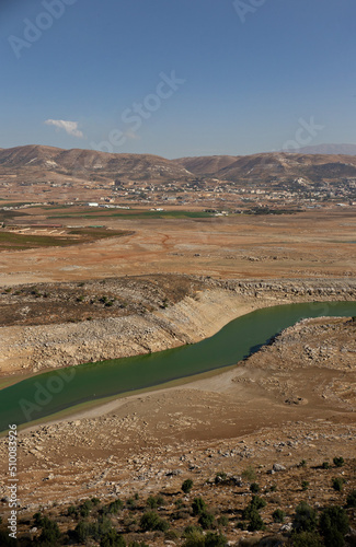 Qaraoun lake view at Bekaa valley in Lebanon, close to the border with Syria photo
