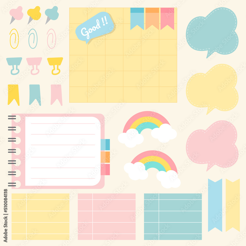 Cute paper notes. Stationary set. Scrapbook notes and cards.Printable ...