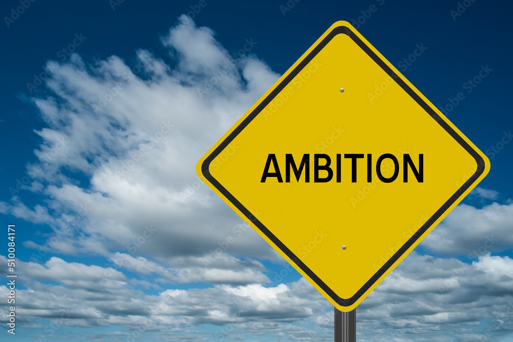 Word Ambition for success concept and achievement of goals.