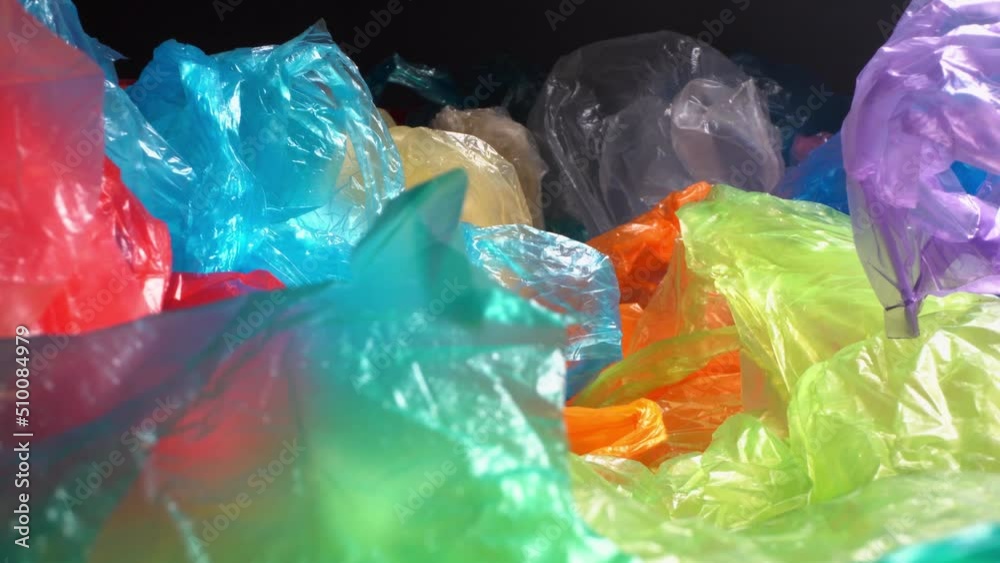 Single Use Plastic Grocery Bags, LDPE Recycle. Plastic Packaging Pollution. Plastic trash in landfills and the ocean Single Use Plastic Grocery Bags, LDPE Recycle. Plastic Packaging Pollution. Plastic trash in landfills and the ocean