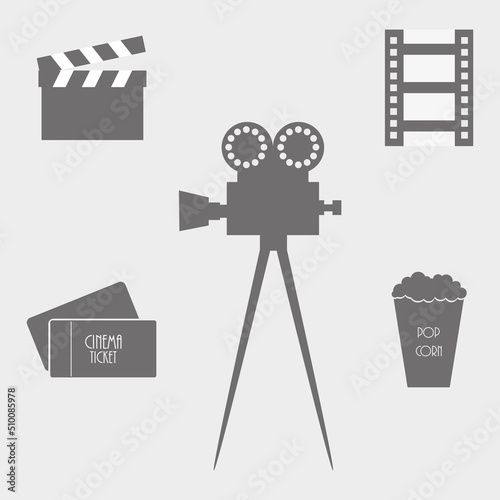 Set of movie theatre icons photo