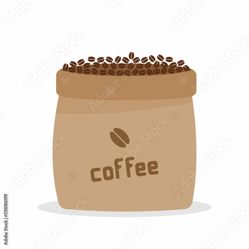 Open coffee bag. Flat design vector drawing.