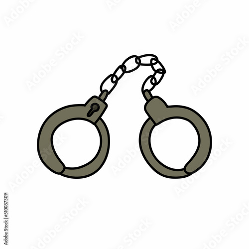 handcuffs doodle icon, vector color line illustration
