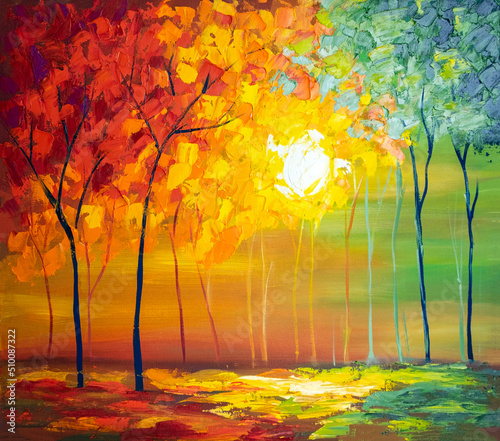 Abs color oil painting landscape on canva