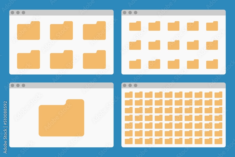 desktop interface window with folders isolated simple ui vector flat illustration - obrazy, fototapety, plakaty 