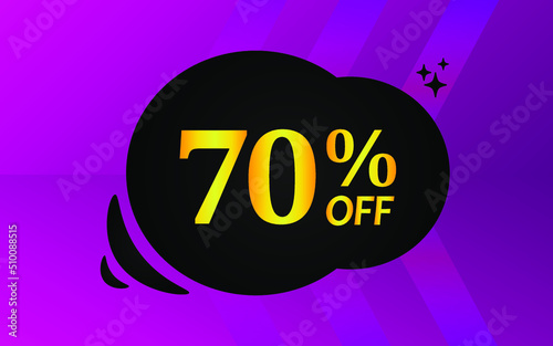 70% off. Seventy percent discount. Banner with golden numbers. Poster for promotion, offers and discounts