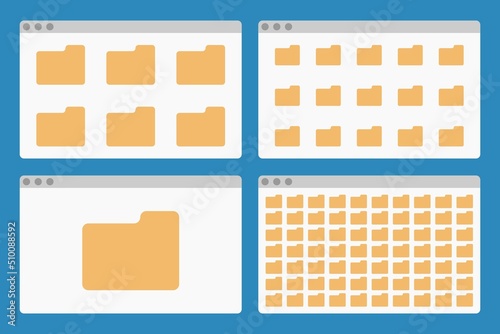 desktop interface window with folders isolated simple ui vector flat illustration photo