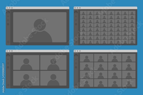 desktop interface video conference call window isolated simple ui vector flat illustration