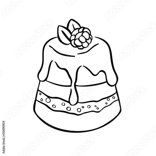 Delicate blackberry soufflé, dessert, hand-drawn illustration