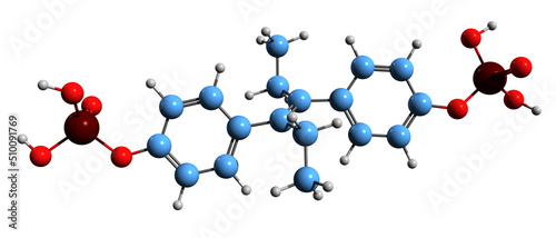 3D image of diethylstilbestrol diphosphate skeletal formula - molecular chemical structure of estrogen medication isolated on white background
 photo