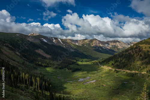 Colorado mountain valley with dramatic lighting 