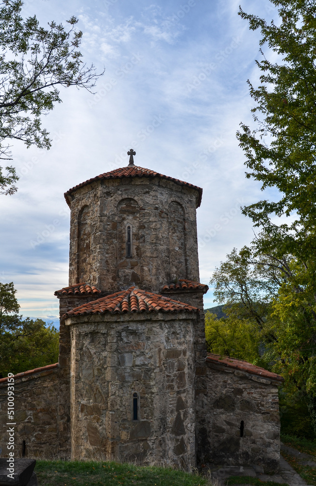 View of small orthodox Church of Archangel in Nekresi monastery, Alazani valley, Kakheti region, Georgia