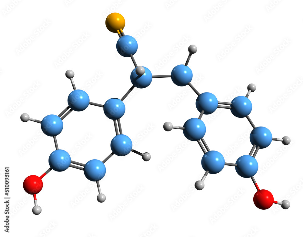 3D image of Diarylpropionitrile skeletal formula - molecular chemical structure of DPN isolated on white background
3D image of Diarylpropionitrile skeletal formula - molecular chemical structure of DPN isolated on white background