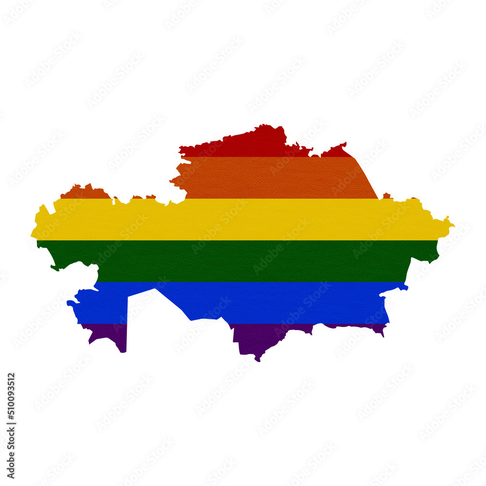 Fototapeta premium Sublimation textured background in colors of LGBT flag on white background. Kazakhstan