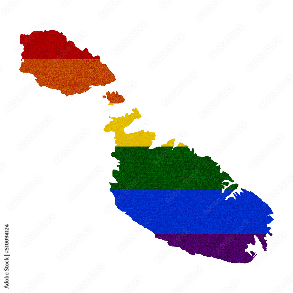Fototapeta premium Sublimation textured background in colors of LGBT flag on white background. Malta