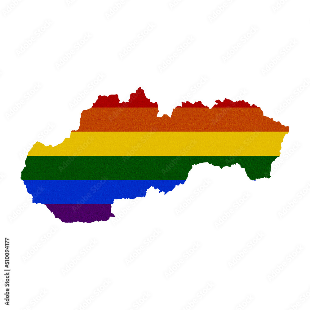 Sublimation textured background in colors of LGBT flag on white background. Slovakia