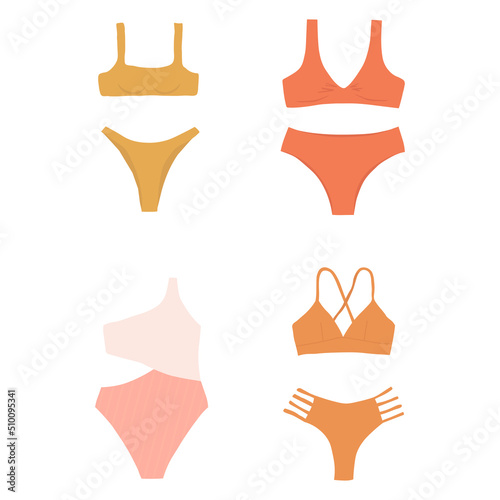 orange one piece swimsuit set