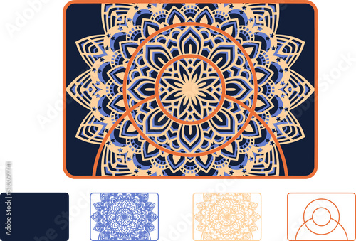 Design -mandala consists of 4 layers. Great for laser cutting machines. Cut each layer and glue together with glue. . You can change the color and size of the design.
