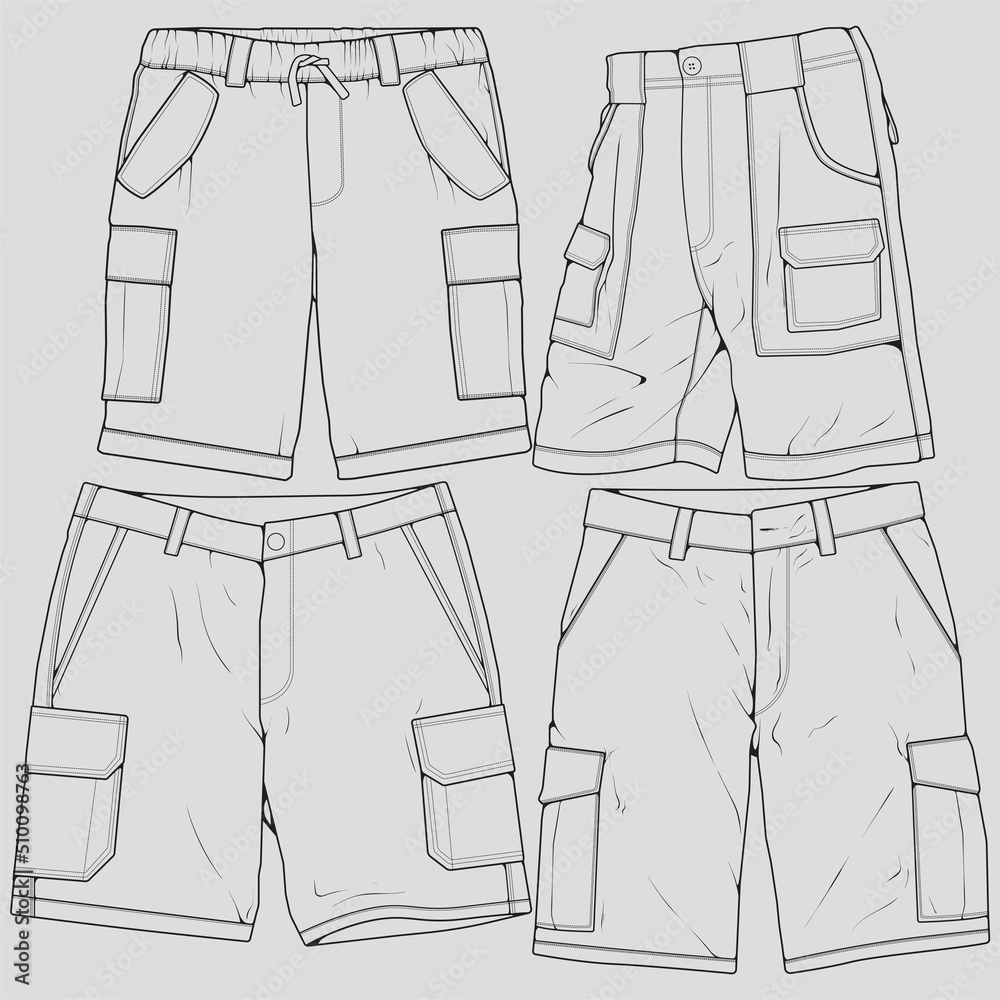 bundle-set-short-pants-outline-drawing-vector-set-short-pants-in-a
