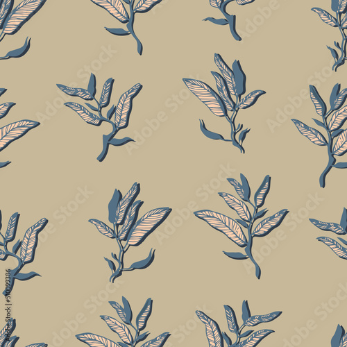 botanical vector seamless pattern with foliage and leaves