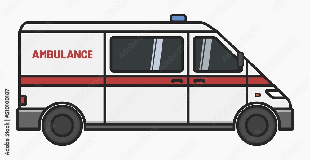 ambulance emergency car side view isolated vector flat illustration ambulance emergency car side view isolated vector flat illustration