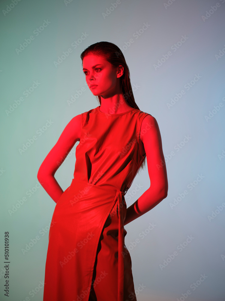 Naklejka premium young woman Glamor dress bright light light background