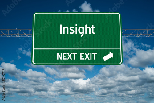 Insight highway sign on blue sky background.