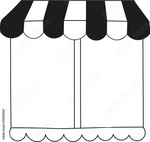 Boutique Shop Showcase Window Icon / Logo Template Line Art Illustration