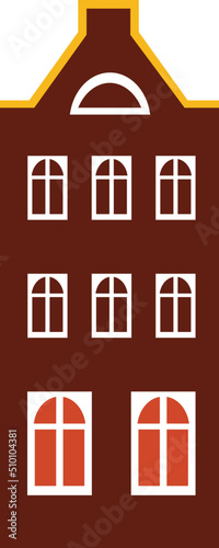 Traditional European House Flat Illustration